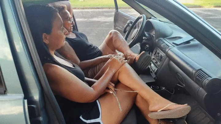 Goddess Foot Fetish - Angelin's feet are tickled a lot inside his car (1)