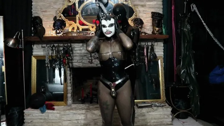 Dollified - Rubberdoll is Gagged, Blindfolded, Belted in Chastity & Dommed in Dungeon, Zipped into Latex Bag & Vibrated until She Cums
