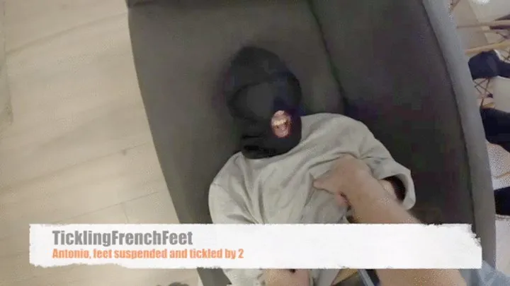 Tickling French Feet - Antonio, feet suspended and tickled by 2 (mobile)