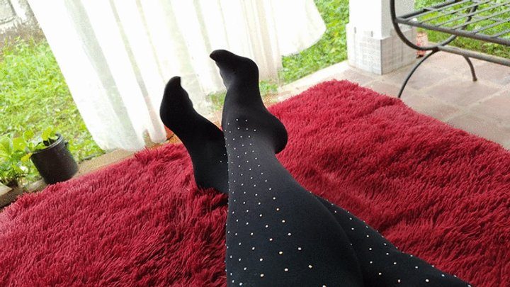 Goddess Foot Fetish - Feet With very pronounced arch wearing pantyhose and very close up (1)