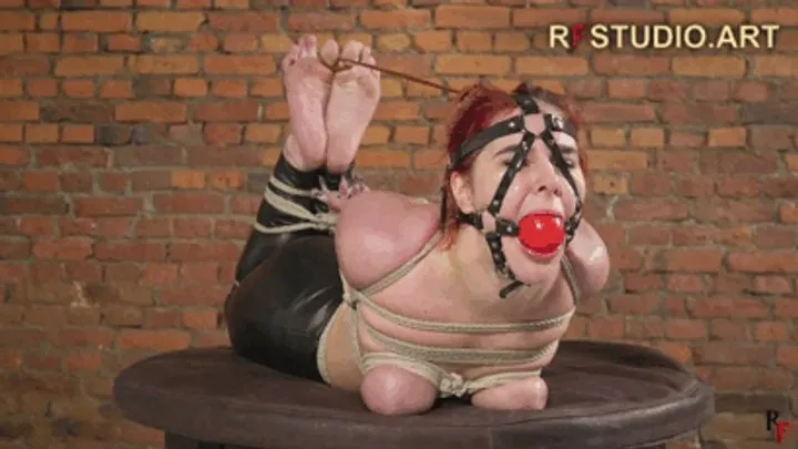 Rf Studio Production - Pandora at her Limit - Hogtied with Bound Tits and Huge Harness BallGag (UHD 4K MP4)