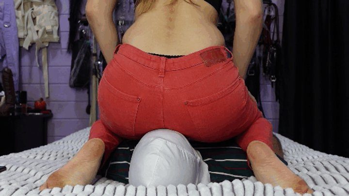 Dirty Priest Femdom Store - Emptying his balls while sitting on his face in red jeans