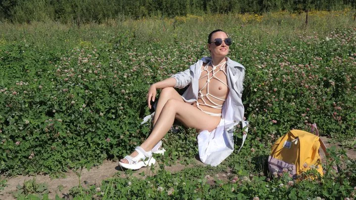 Bondage Dreams - Sofi_Walking to the bay in a white rope harness_Part 1
