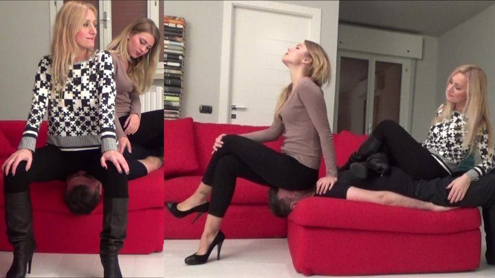 Cruel Footdom - Goddesses Kalypso & Gabriella - Your face is our chair - Full weight face sitting - REMASTERED