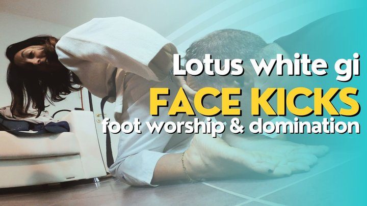 Martial Fetish - Lotus white gi face kicks foot worship and domination