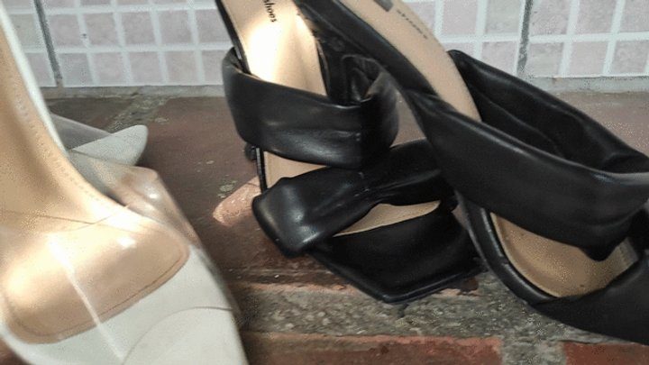 Goddess Foot Fetish - Feet with pronounced arch by trying different high heels and letting them hang down (3)