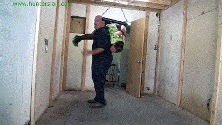 Hunters Lair Bondage - Bound in leather cords and left in an inverted hogtied (MP4 HD 14000kbps)