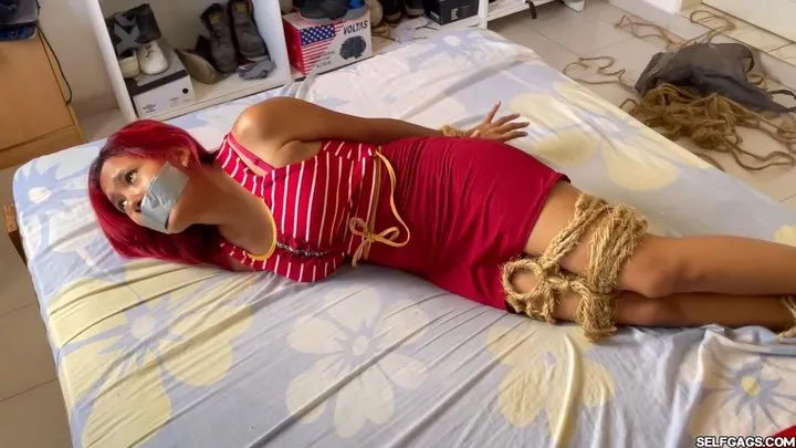 Selfgags - Hogtied Barefoot and Tape Gagged by Her Date's Overprotective Step-Sister, Laika! (mp4)