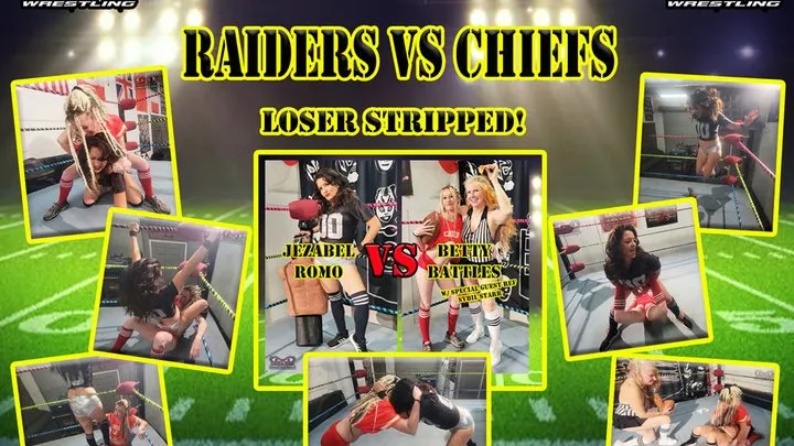 Lucha Girls ~ Female Pro Wrestling - 1279-Football Fights - Raiders vs Chiefs - Fantasy Wrestling