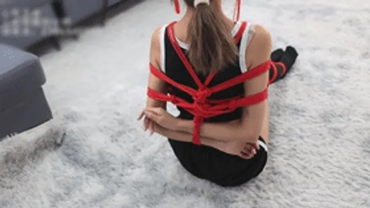 Chinese Bondage Foot Fetish - xy251-slim-legged Chinese girl bound by red rope
