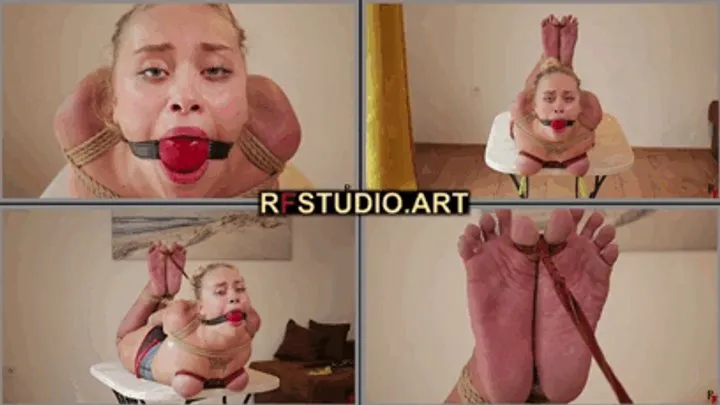 Rf Studio Production - Sunmari - Tight Rope Hogtie with Tied Tits and Massive Ballgag (UHD 4K MP4)