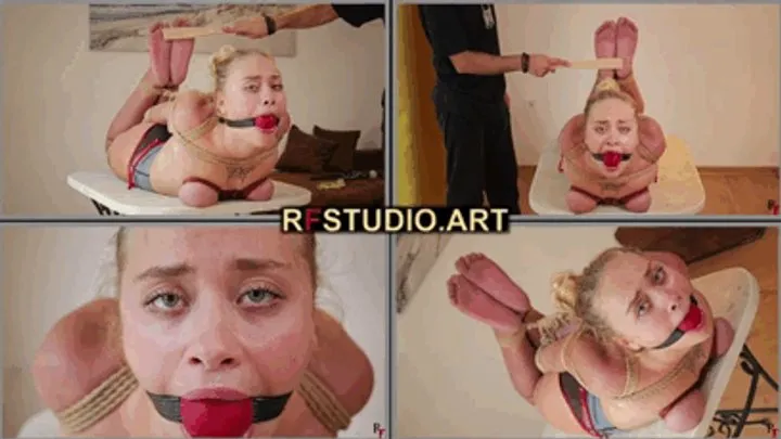 Rf Studio Production - Sunmari - Tight Rope Hogtie with Tied Tits and Massive Ballgag (FULL HD MP4)