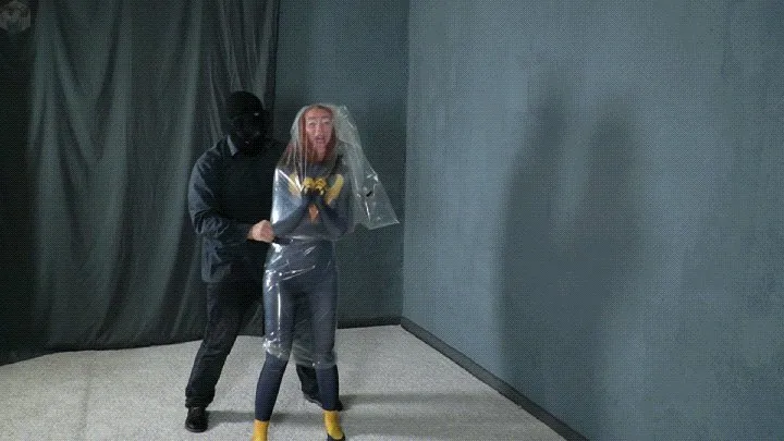 Vacuum Dreams - Badwoman in vacuum sheath and travel bag with duct tape bondage