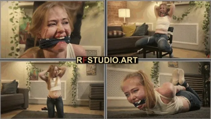 Rf Studio Production - Olesya Bound by the Rigger Part 1 - Cleave Gag, Chair Tie, and Tight Hogtie (FULL HD MP4)