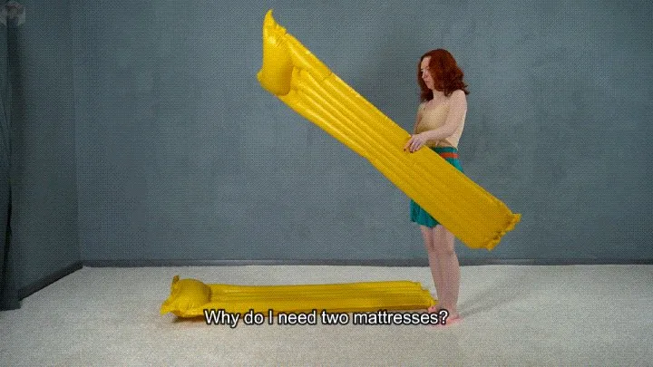 Vacuum Dreams - Two yellow mattresses and a duct tape bondage