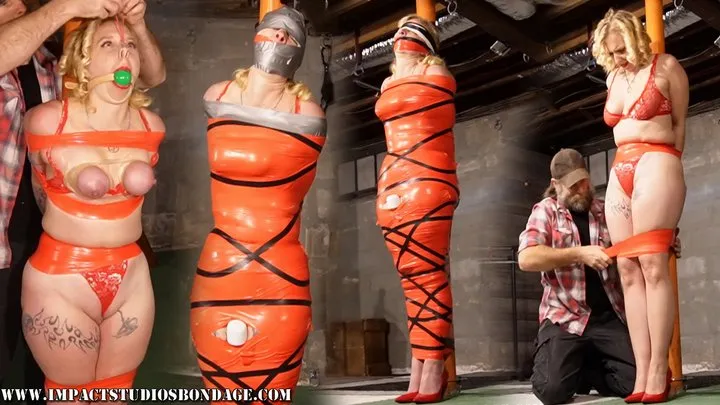 Impact Studios Bondage - She will Prove Her Tape Wont Break Vivica Lase Fully Encased in immobilizing Tape Bound agony Suffering whipped and breast torment moaning from the Hitachi Wand