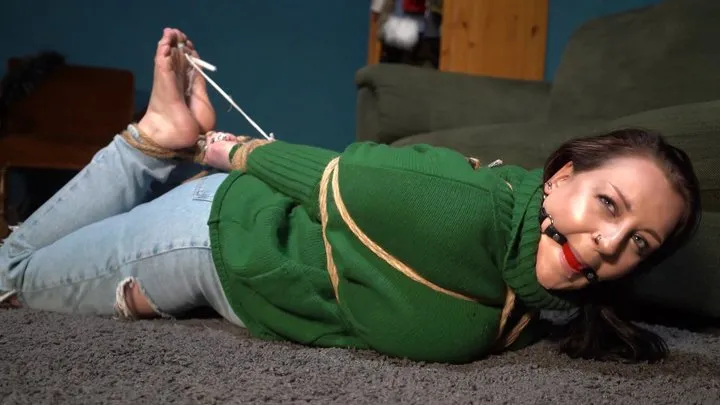 Altgirlsbound - 4107 Anija in Green Sweater Hogtie