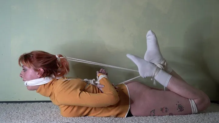 Altgirlsbound - 4134 Amber in Mustard Sweater Hard Hogtie Display 1