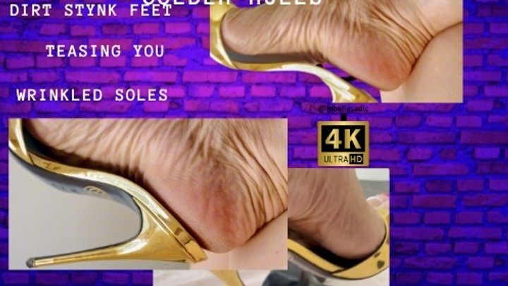 Empressmbellashoeplay - Provoking and denying with dry soles golden mules