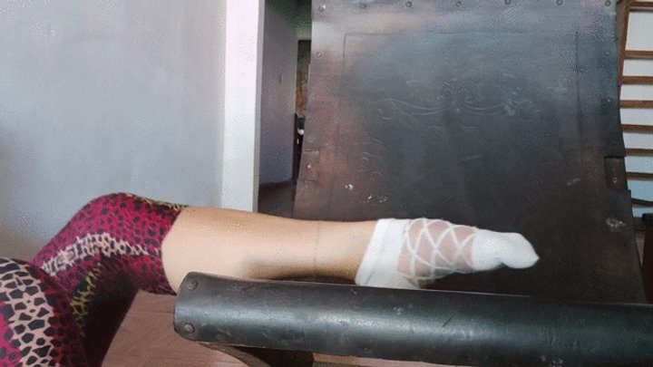 Goddess Foot Fetish - Bare feet showing pronounced arches in transparent stockings (1)