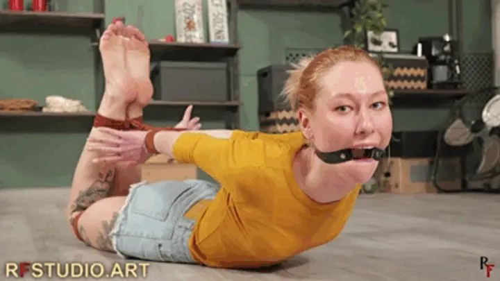 Rf Studio Production - Frida - Barefoot Hogtie on the Floor with Ring Gag (UHD 4K MP4)