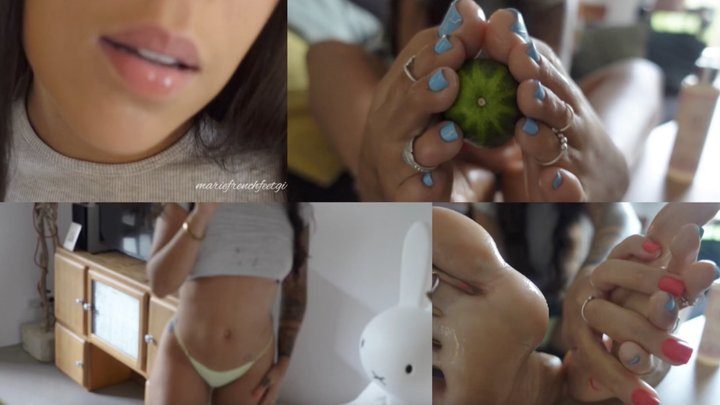 Mariefrenchfeetgirl - EN Joi with cucumber Footjob, blowjob, handjob