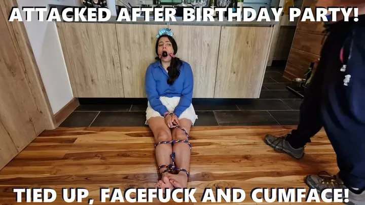 Bondagehub - Attacked after birthday party! Tied up, facefuck and cumface