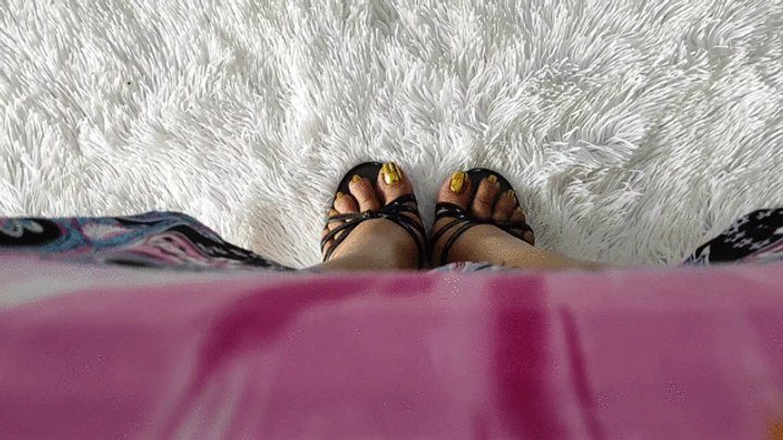Goddess Foot Fetish - Alice's pronounced arches in high heels dangling from her feet (2)