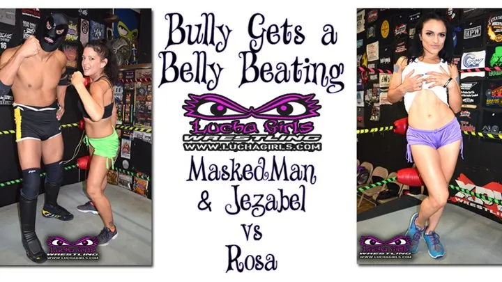 Lucha Girls ~ Female Pro Wrestling - 1647-Bully Gets a Belly Bashing - Mixed 2on1 Bellydom