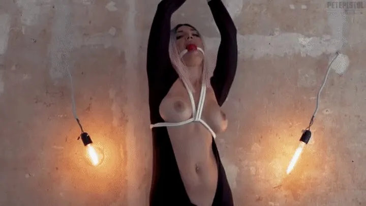 Pete Pystol Sexy Bondage And Feet - Olga in catsuit is tied to the wall and completely wetting herself in drool mobil version