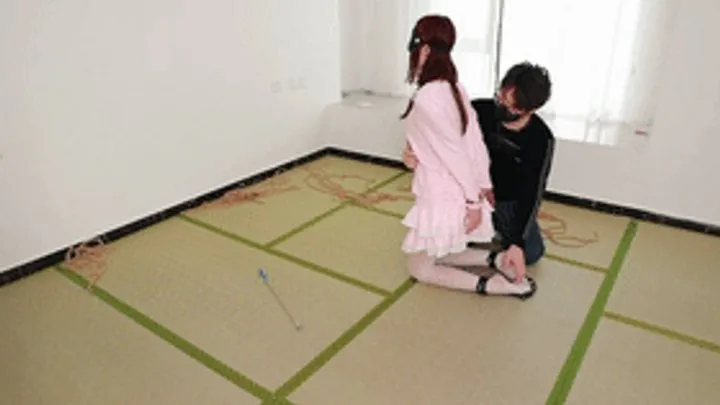 Chinese Bondage Foot Fetish - xy272-Cute girl in white silk is handcuffed and shackled and tickled