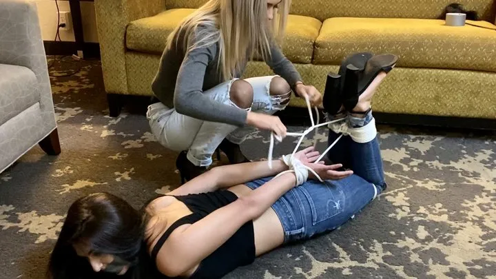 Tied Tales - Tied Talette 3 from Internship HD-Blake LaVista escapes from her tape bondage and tickles Rosie Satin in a hogtie