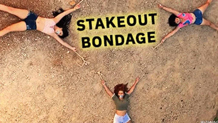 Selfgags - Stakeout Bondage: Three Hot Girls Tied Spreadeagle To The Ground! (low res mp4)