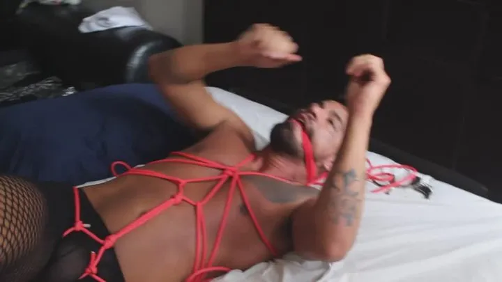 Brazilian Bondage Boys - Naughty man wearing pantyhose tied and gagged (Part 5)