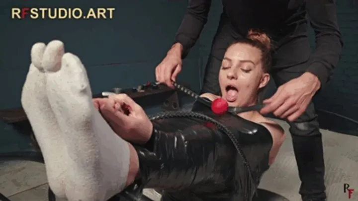 Rf Studio Production - Brittany and PVC Tape Bondage in Unique Position Part 1 - Bastinado Preparation (UHD 4K MP4)
