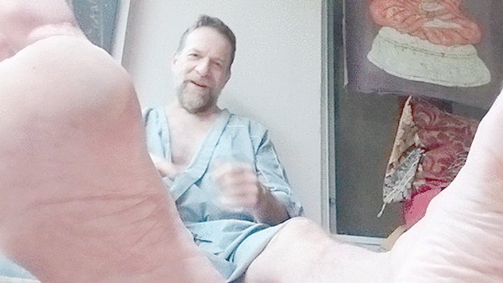 Hairyartist! - A compelling visit with my feet and robe
