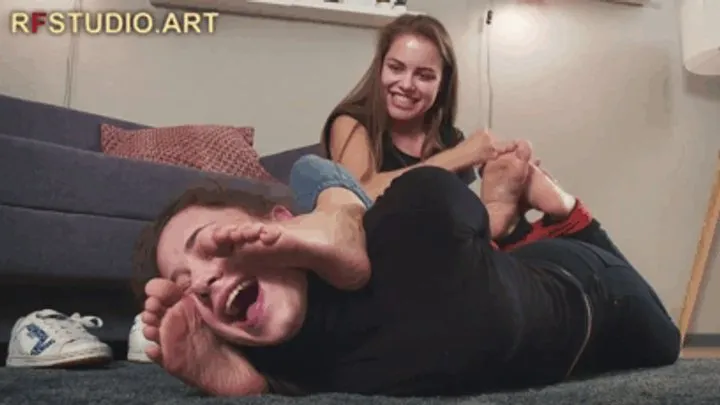 Rf Studio Production - Leya Punishes Naughty Thief Tonya - Tickling and Making Her Smell and Lick Sweaty Feet (FULL HD MP4)