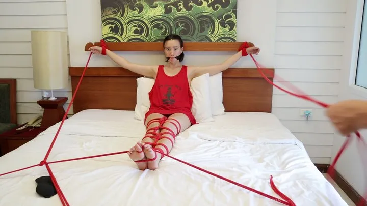 Bondage Dreams - Sofi_Bondage red ropes to the bed_Samui23-03_Part 1