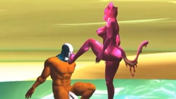 3d Galaxi Babes Super Heroines - Phil Fights with a Furry Goo Cat VR Bot