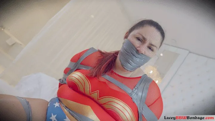 Lacey Bbw Bondage Adventures - Lacey - Frogtied and Tape Gagged as Wonder Woman by Stepbrother FULL Video HD ( BBW Bondage , Frogtie , Cleave Gag , Duct Tape Gag , Bound Orgasms )