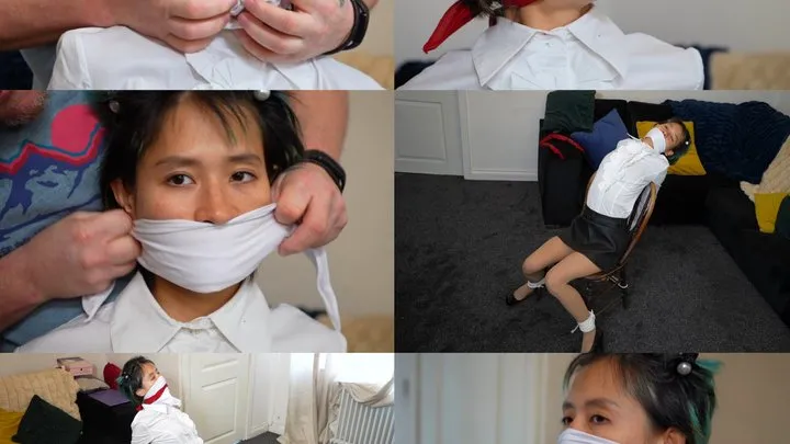 Muffled Screams - Young Chinese secretary jade's first and last time on the job, Chair tied and multi gagged (mp4)