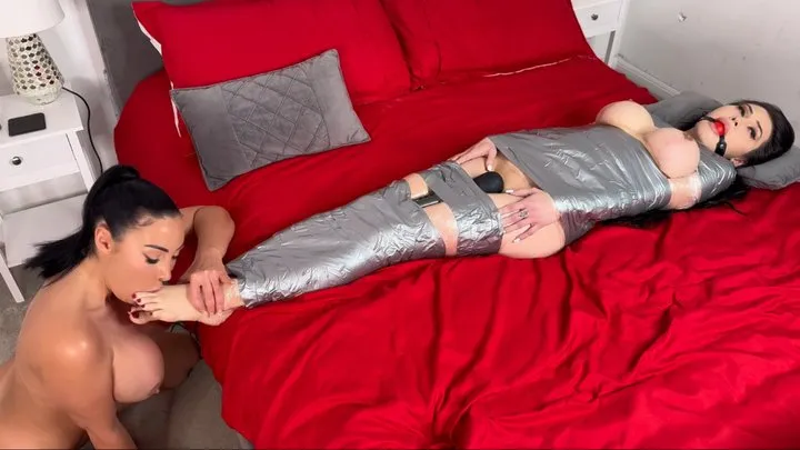 Milaamorabondage - Fresh pedicure mummification foot worship - tied toes, tape bondage, foot worship, vibrator orgasm