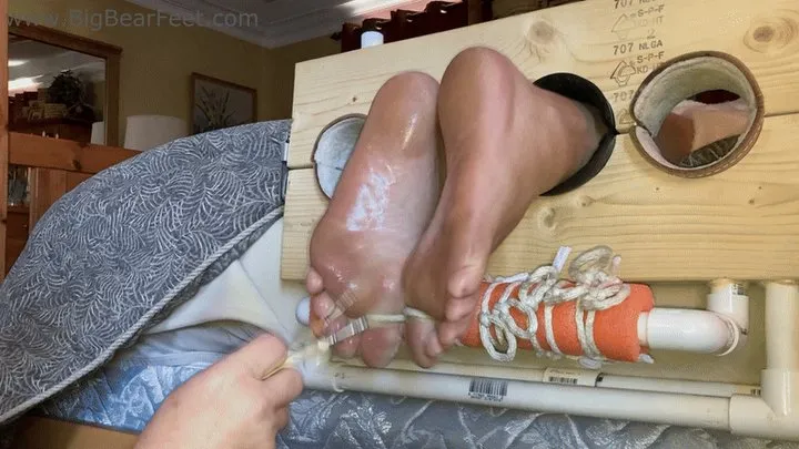 All Male Tickling Dungeon - Im1n2ft - Tickle the Feet III - tickling male feet using mineral oil, fingers, brushes, massager