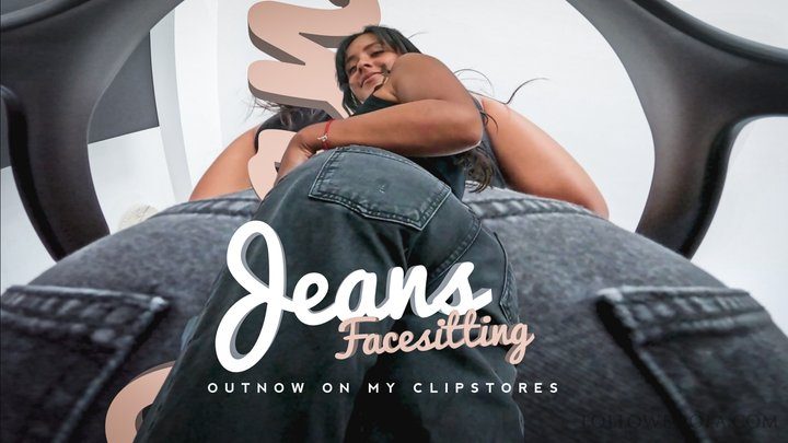Mistress Enola Fetish - Face-Sitting Fury - Mistress Enola - Black Jeans Facesitting, Countdown to Cum & spitting (4K)