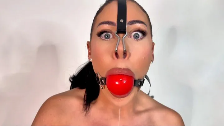 Milaamorabondage - Extreme pain and pleasure reverse prayer hogtie 4K - large ball gag, clit clamp, dildo, hogtie, vibrator