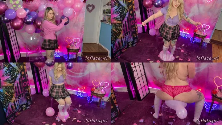 Inflatagirl - Inflatagirl Farts While Mass Popping At Party - Step to Pop, Sit to Pop, Nail Pop
