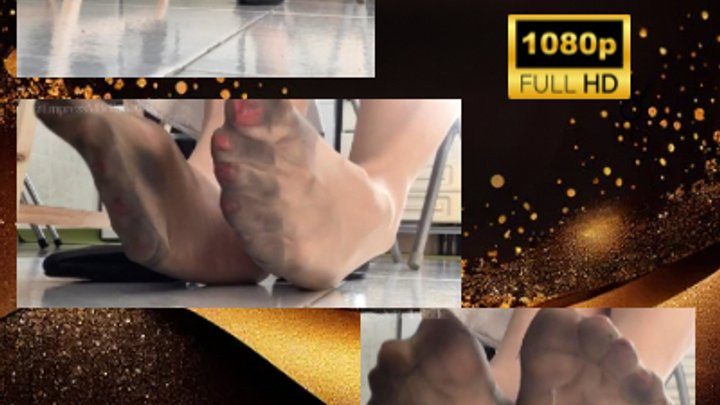 Empressmbellashoeplay - Sweaty Pantyhouse, dirty feet, dangling slingbacks