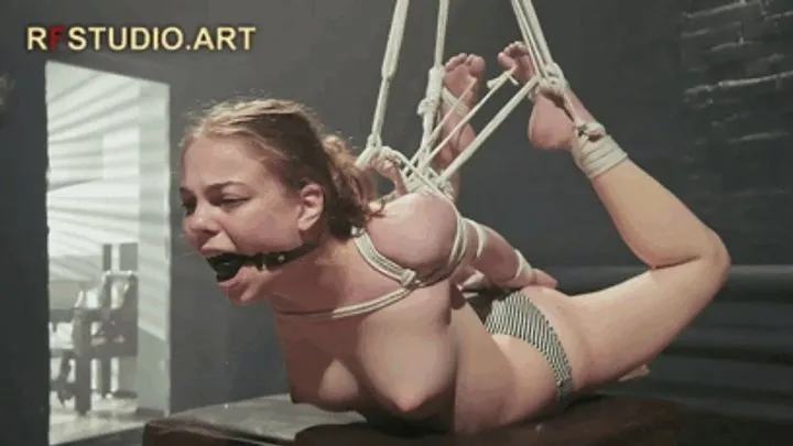 Rf Studio Production - Foxy - Bondage Session with a Rope Bunny and Tight Semi-Suspension Hogtie (FULL HD MP4)