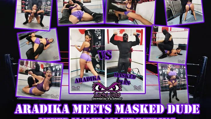 Lucha Girls ~ Female Pro Wrestling - 1269-Aradika Meets Masked Dude - Mixed Maledom Wrestling