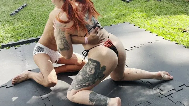 Mel Fire - Mel Fire using her brother's friend as a toy to wrestle in a family reunion